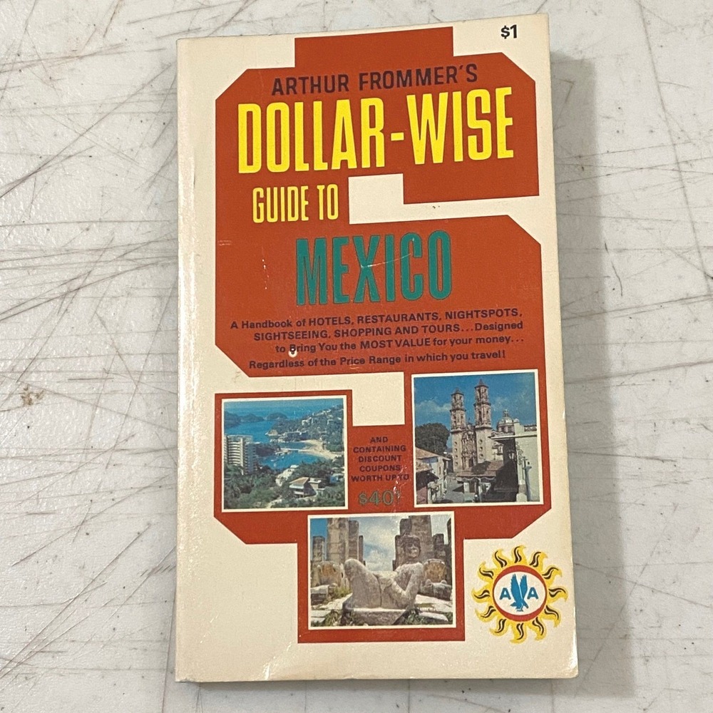 Vintage 60s Arthur Frommer's Dollar‎ Wise Guide to Mexico Paperback Book Travel